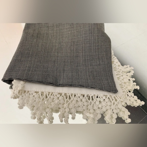 ESCADA Blazer 8 / 38 Black White Check w Faux Shirt Lace Cuffs Lightweight Wool - Picture 4 of 13